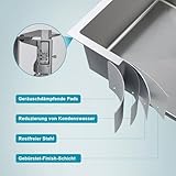 KEOKBON Kitchen Sink 70 * 45 * 19cm-Handmade 304 Stainless Steel Sink with Basket Strainer and Overflow for Flushmount and Topmount Installation, Single Bowl,Satin Brushed Silver - Image 5
