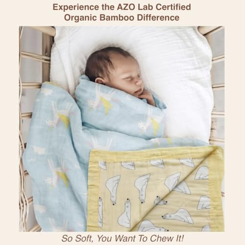 Image of DOTMOM Premium Bamboo 6 Layered Baby Blanket - Hypoallergenic, Antibacterial & Highly Breathable, Super Soft Receiving Wrapper for Newborn Girls & Boys, Baby Essential Bedding - 0 to 3 Years