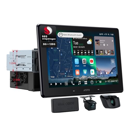 ATOTOMOVE X10 8RA 10.1C` 12DINΉ Android 13 J[I[fBI 1080PtgA_bVJ{OBD2XLi[i5 in 1jځA8+128G t[eBOQLED^b`XN[ CXCa