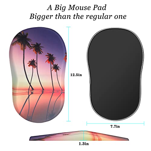 Hueilm Ergonomic Mouse Pad Wrist Support,Pain Relief Mouse Pad With Wrist Rest,Entire Memory Foam Mouse Pad With Non-Slip Pu Base,Comfortable Mousepad Perfect For Office & Home, 1Pcs (Hawaiian) #TOP1