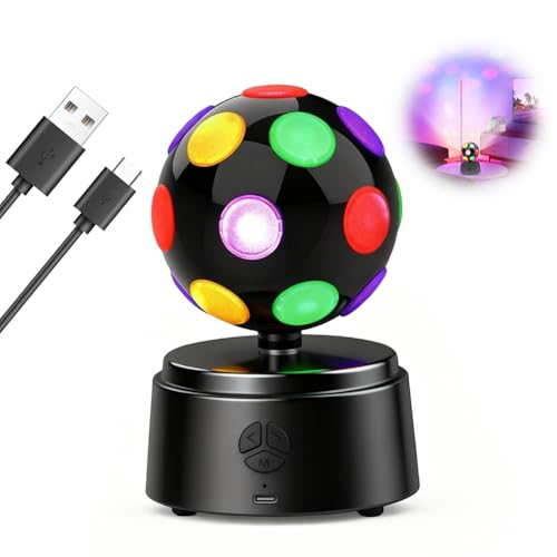 RANJIMA Discokugel, 360° Rotierende Discokugel mit Mehrfarbigen...