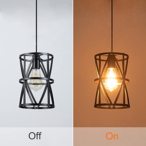 Gladfresit Industrial Pendant Light Fixture，Metal Ceiling Light,Adjustable Height With E26 Vintage Hanging Light For Dining Room,Farmhouse,Kitchen Island, Coffee Table，Black（Bulb Not Included #TOP3