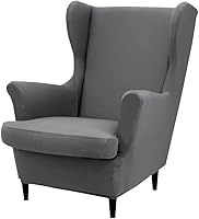 Vista 17 de Fundas para silla Wingback, 2 piezas, fundas elásticas para sillón de ala de color sólido con parte inferior elástica, protector de muebles