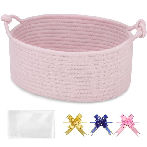 Image of Small Empty Gift Basket with Bag & Ribbons, Light Pink