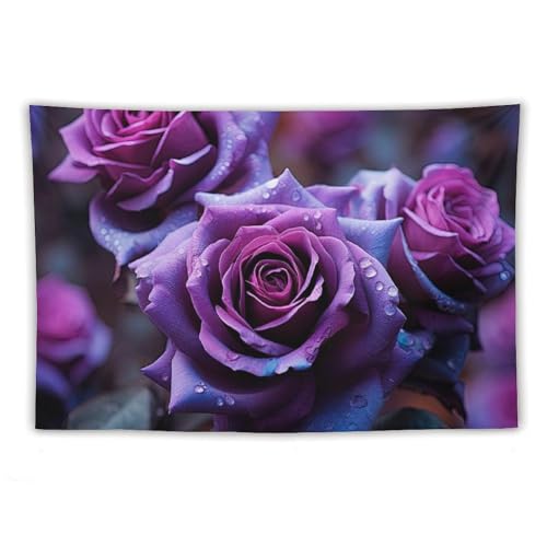 DELIBEST Arazzo ibrido con rose tea rose, arazzo da parete con petali, arazzo estetico con fiori, decorazione da parete per camera da letto, soggiorno, dormitorio, 152,4 x 228,6 cm