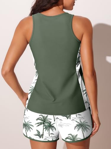 Image of Summer Mae Blouson Tankini Swimsuits for Women 2026 Tummy Control Two Piece Bathing Suits with Sporty Pockets Swim Shorts