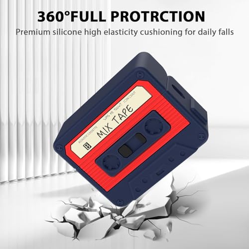 Image of AirPods Pro 2 Case Cover, KOREDA Funny Cassette Tape Design Case for Airpods Pro 2nd Generation /1st Generation (2023 /2022 /2019), Cute Cartoon Fashion Silicone Protective Case for Women Men (Blue)