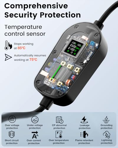 EzGoGo EV Charger Cable Type 2 to 3 Pin Plug 32.81Ft/10M Electric Car Charger 3kW, [6/8/10/13A] Type 2 Charging Cable 3 Pin EV Charger IP65 Advanced Protection Suitable for EVs & PHEVs - Image 5