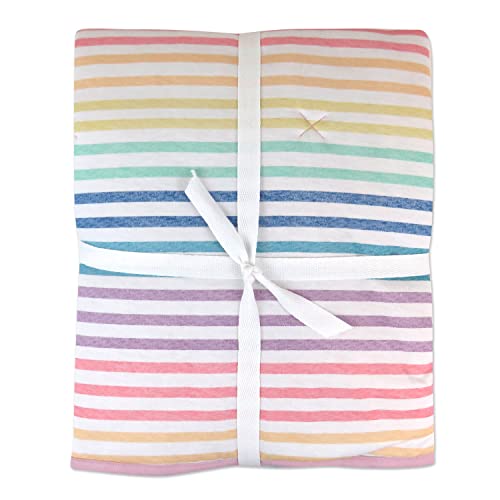 Image of HonestBaby Reversible Baby Blanket 100% Organic Cotton for Infant Boys, Girls, Rainbow Stripe, One Size