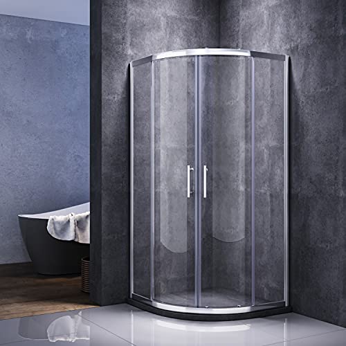 Runddusche 90x90cm Duschkabine Viertelkreis Duschabtrennung Duschtasse Nano Glas Schiebetür Dusche Duschwand
