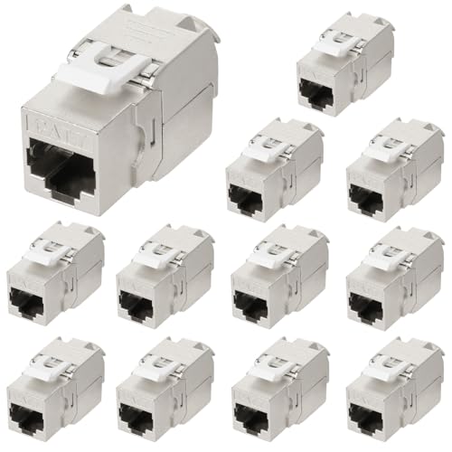 OFFCUP 12 accoppiatori RJ45, jack Keystone non schermato Cat7 da 10 Gbps, modulo Ethernet in linea diritto femmina a femmina, connettore Ethernet senza attrezzi di grado
