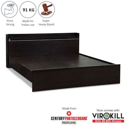 Image of DELITE KOM Plum Engineered Wood Queen Without Box Bed (Finish Color Flowery Wenge Delivery Condition Knockdown)