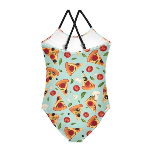 Pizza Mushroom Tomato Girls One Piece Swimsuits Summer Quick Dry Beach Bathing Suit2