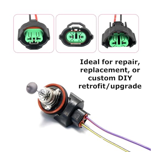Ijdmtoy AA1175 2) Oem H11 H8 Female Adapters Wiring Harness Sockets W/ 4-Inch Wire Pigtails Compatible With Headlights Or Fog Lights Use thumb #2