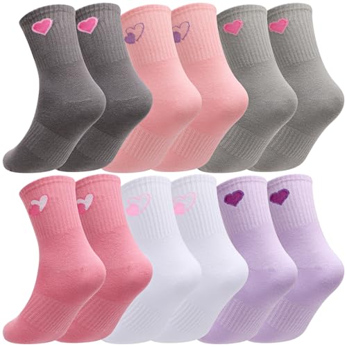 Zuimei 6 Pairs Kids Socks Cotton School Sports Socks Girls Sports Socks