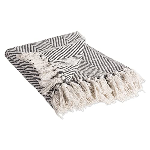 DII Rustic Farmhouse Cotton Chevron Blanket Throw with Fringe for Chair, Couch, Picnic, Camping, Beach, & Everyday Use, 50 x 60 - Urban Chevron Mineral