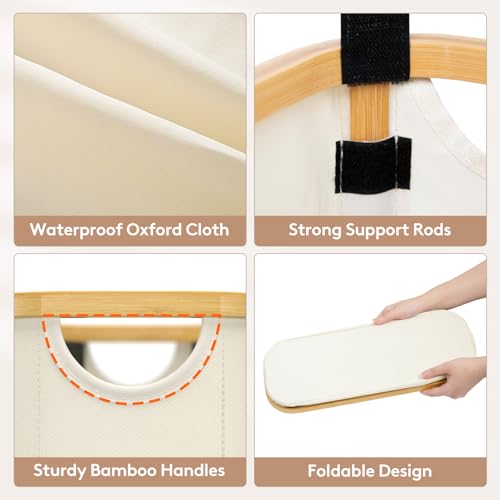 image for Lifewit Toilet Tank Topper Paper Basket 2 Packs, Bamboo Foldable Back 