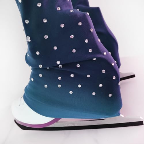 Liuhuo BDXL124-BLUE-150 Girls Ice Figure Skating Pants Breathable Skate Leggings Women Practice Elastic Waistband Comfort Blue thumb #1