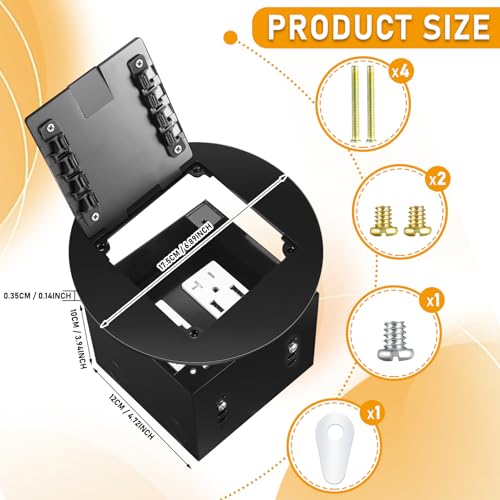 Chapou 1 Pcs Recessed Floor Outlet 4. 72" x 4. 72" x 3. 94" 2-Gang with 4. 8a USB Chargers 20 Amp Floor Receptacles Round Hidden Outlet Kit Electrical Waterproof Box, Etl Listed (Black) by Chapou - Image 2