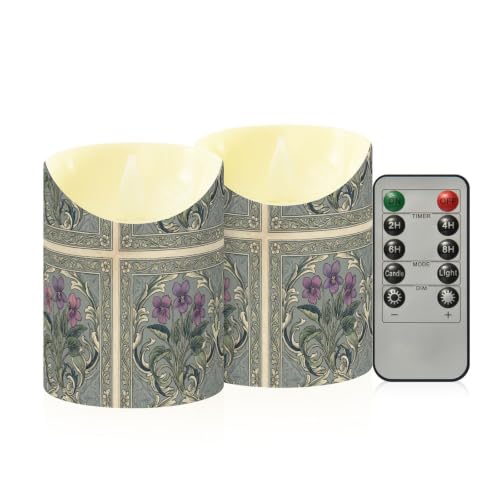 Velas con temporizador de cera parpadeante a pilas juego de 2 unidades vintage rosa