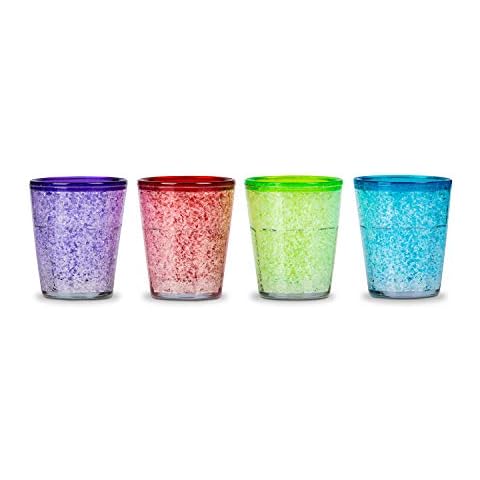 Froster Ice Shots - Set of 4 Shot Glasses 50ml, Double-Walled, Acrylic, Vodka Novelty Gift (Coloured) Cover