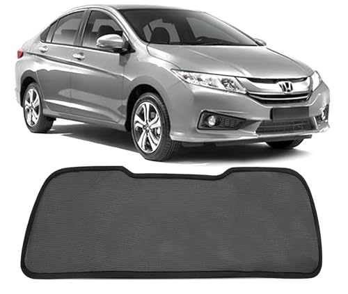 Image of Autofact Dicky Curtain for City 2014-2019 | Custom Fit Rear Windshield Sunshade | Foldable Mesh | Privacy & Cooling Car Accessory | Car Rear Sun Shade UV Block Easy Install Durable Black Mesh