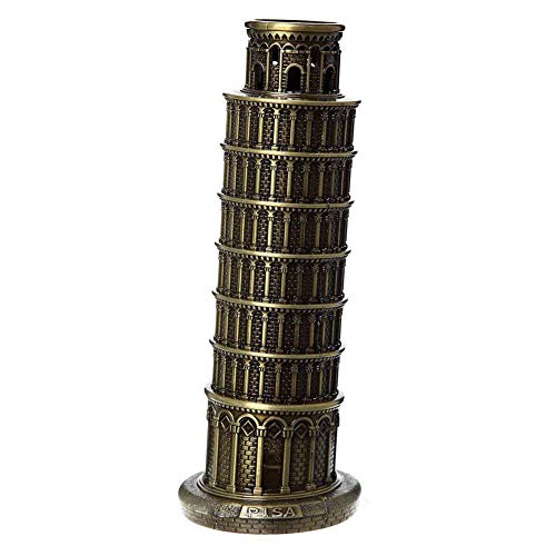 Queemie® Retro Italia Torre Inclinada de Pisa Modelo Metal Estatua Famosa Arquitectura Artesanías Coleccionable Figurilla Escultura para Arte Decoración del Hogar Regalos Personalizados, 6 Pulgadas