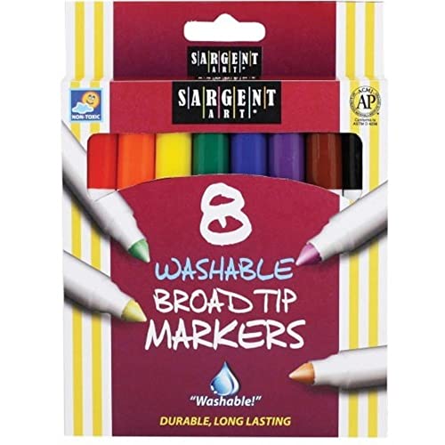 Sargent Art Washable Markers, Broad Tip, Assorted Colors, Box Of 8 #TOP1