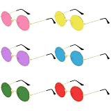 Occhiali da Sole: la confezione include sei paia di occhiali hippie con montatura in metallo nei colori rosso, giallo, verde, rosa, blu e viola. Lo stile retrò e i colori vivaci offrono una varietà di opzioni di abbinamento e di utilizzo quotidiano, rendendoli unici.