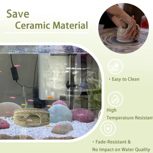 Image of Ceramic Aquarium Decor Green Tall Cactus Betta Fish Tank Cave