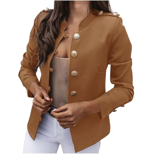 Blazer Jackets for Womens Mock Neck Button Jacket Open Front Cardigan Classic Daily Business Casual Suit Coats