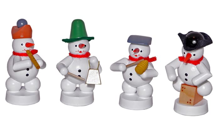 Chapelle de bonhomme de neige 4 figurines musiciens idée cadeau de Noël traditionnel