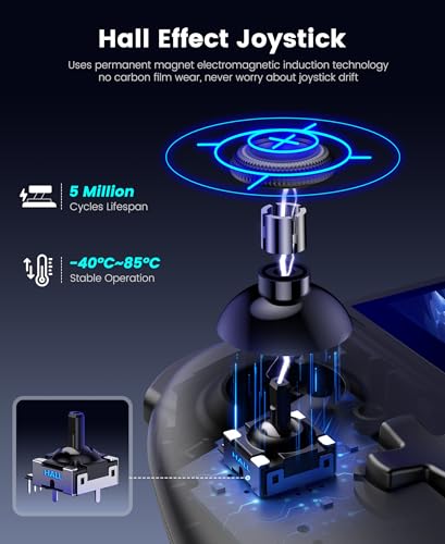 Image of Gammeefy Switch 2 Controller - Hall Effect Joysticks & Enhanced Grip - One Piece Switch Joypad Replacement Switch 2 Pro Controller with 8-Color RGB Lighting, Turbo, Macros - Black, 7.9 inch