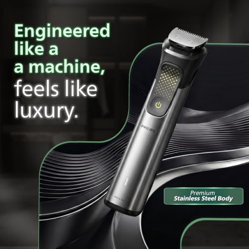 Image of Philips India's No.1 Men's Trimmer* | Luxurious Stainless Steel Design | BeardSense Technology | All-in-One Grooming Kit- Beard, Hair, Body, Intimate | 120min runtime | IPX7 | 5yr warranty* | MG9532