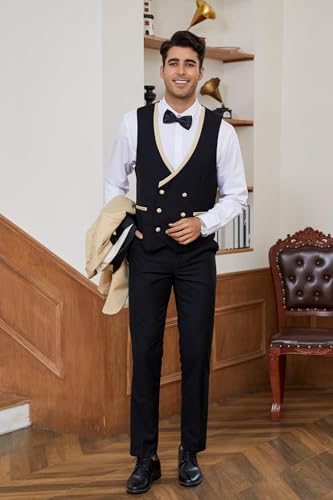 Formal 3 Pcs Men Tuxedo Suit Set Peaked Lapel Wedding Slim Fit Double Breasted Vest and Pants JXZ0452
