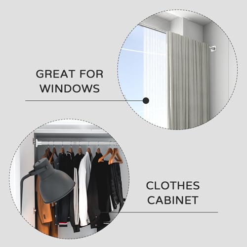 Image of UIOSANRT Stainless Silver Shower Curtain Rod 31-68 Inches Non-Slip Shower Rod Tension Mounted No Drill Shower Curtain Rods Spring Tension Rod Adjustable Tension Curtain Rod for Windows Bathroom