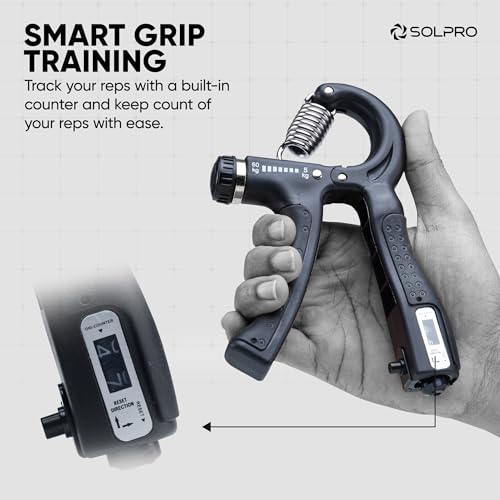 Image of Solpro Velgrip Adjustable Hand Grip Strengthener with Mechanical Counter for Men & Women | Adjustable 5 to 60 kg Resistance | Forearm, Wrist & Finger Strengthener | Home, Gym Workouts