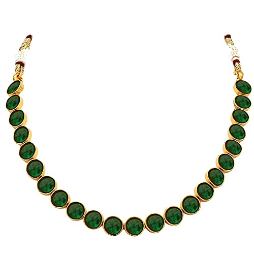 Aheli Ethnic Faux Kundan Choker Necklace Indian Traditional Bollywood Jewelry Set with Earrings for Women Girls Green by Aheli - Image 5