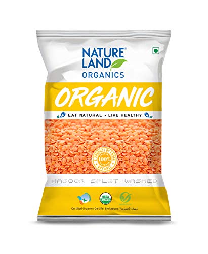 Image of Natureland Organics Sunflower Oil Jar, 5 L & Masoor Dal /Split Washed Pouch, 1 kg