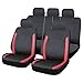 Funda de Asientos Universales para Coche , Juego Dos Asientos Delanteros y Traseros de Polipiel con Relleno de Foam de 3mm, Modelo Napoles en Negro con Lineas Bordadas y Franjas Laterales Color Gris