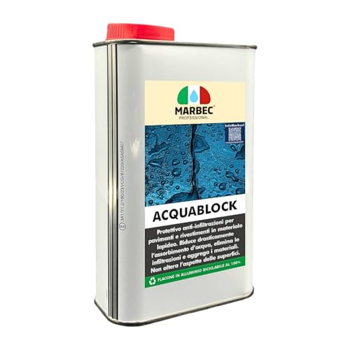 MARBEC ACQUABLOCK 1LT Protettivo consolidante anti infiltrazioni invisibile per pavimenti, rivestimenti, terrazze e docce interne ed esterne