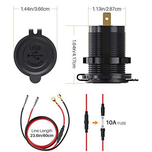 YGL Chargeur de Voiture USB pour Moto,12/24V Adaptateur de Prise Double USB/QC3.0 étanche, Chargeur avec Interrupteur pour Bateaux, Remorques, Voitures, Bus - Image 8