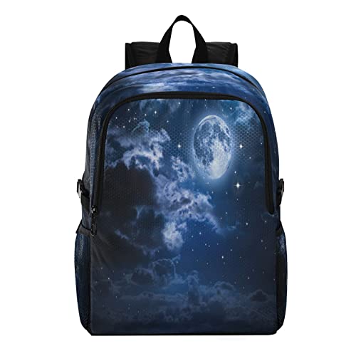 Sac à dos noir motif lune et étoile pliable et léger Vnurnrn