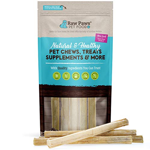 Raw Paws Pet Premium 10-inch Compressed Rawhide Sticks for Dogs, 5-Count - Packed in The USA - Natural Rawhide Dog Chews - Rawhide for Large Dogs - Safe Rawhide Rolls