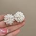 Statement Vintage Pearl Beads Cluster Stud Earrings for Women Dainty, Charm Boho Beaded Pearls White Big Round Ball Earring Y2k Party Prom Jewelry Gift (White)