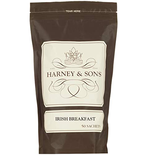 Image of Harney & Sons Irish Breakfast Black Tea Sachets, 50 Count | 100% Assam black tea. 50 whole leaf sachets. Contains caffeine.