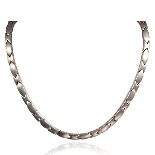 Wollet Jewelry - Collar magnético de titanio, 53 cm, para hombre y mujer, hematita, germanio