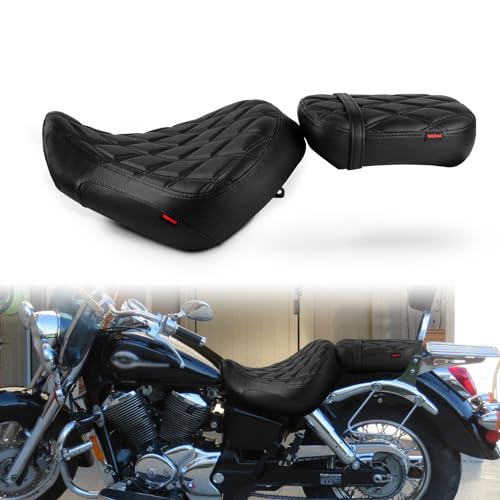Motorcycle Seat Compatible with Shadow ACE VT750 VT750C VT750CD 1998-2003 Two-Up Lower Driver Passenger Seat Cushion