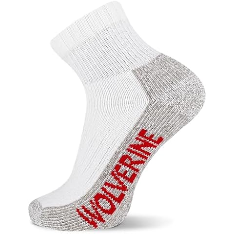 Wolverine Mens 2 Pack Cotton Quarter Sock Steel Toe, White, 7-12 US Cover