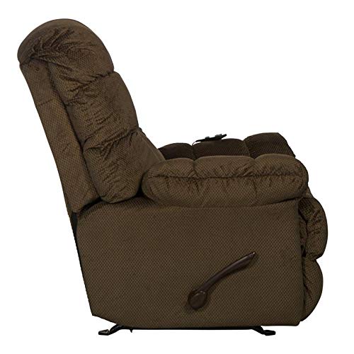 Catnapper Batts Chaise Rocker Recliner With Heat & Massage In Brown Polyester Fabric #TOP2